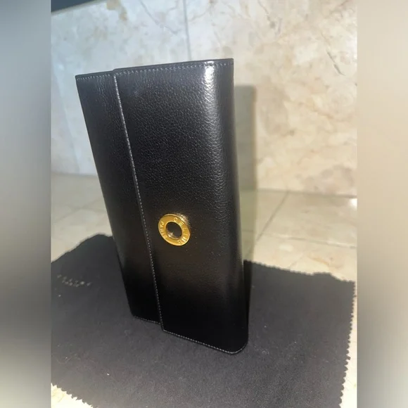 Vintage Céline Long Continental Wallet Black Calfskin Gold Snap + Full Set - Picture 9 of 12